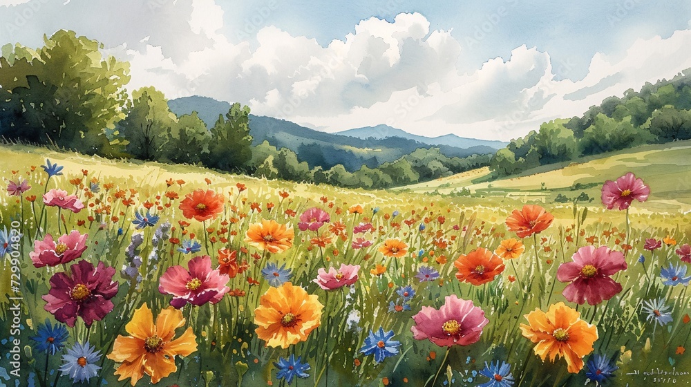 Summer Bliss A Vibrant Field of Wildflowers Generative AI Summer Bliss A Vibrant Field of Wildflowers Generative AI