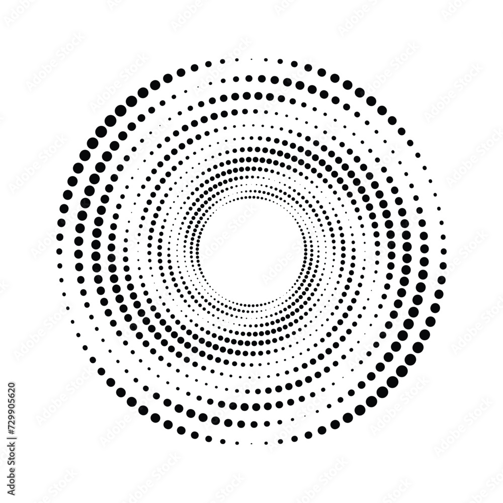 Halftone circular dotted frames set. Circle dots isolated on the white background. Logo design element for medical, treatment, cosmetic. Round border using halftone circle dots texture.
