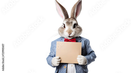 rabbit with blank board isolated  on white background png image © Love Muhammad