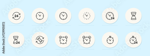 Timer line icon. Modern, efficient, countdown, clock, deadline, stopwatch, time management, efficiency, productivity. Pastel color background. Vector line icon for business and advertising