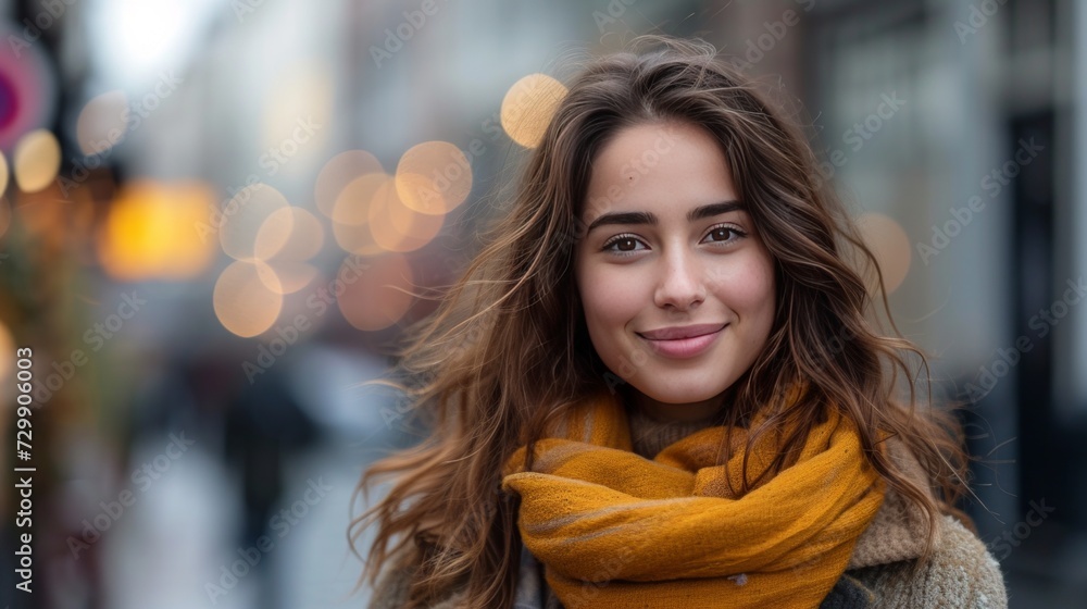 An easygoing girl on the street, her friendly grin adding charm to her casual look An easygoing girl on the street, her friendly grin adding charm to her casual look