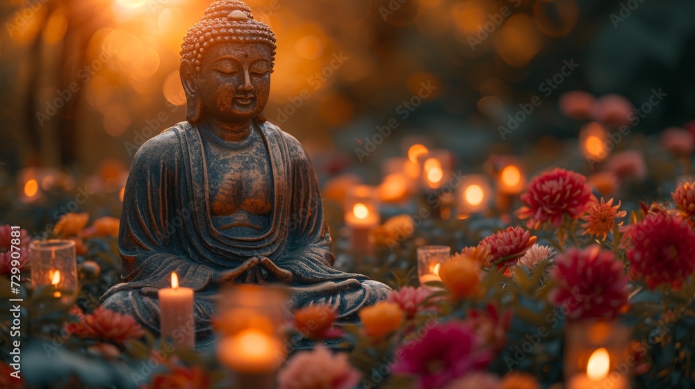 Buddha's Enlightened Garden A Serene Meditation Space for Mindfulness and Well-being Generative AI