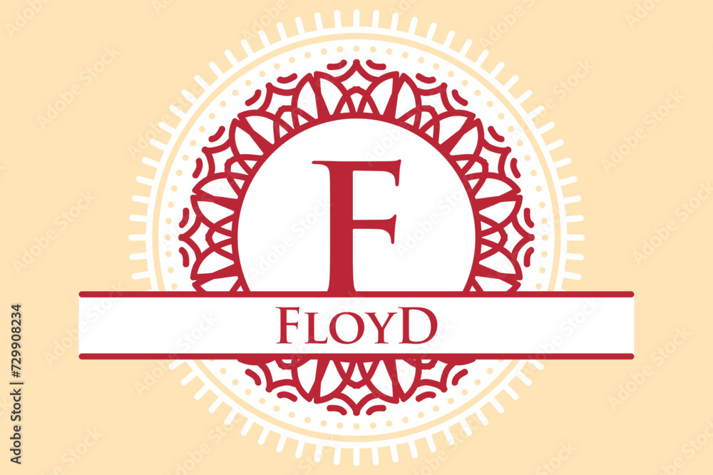 Mandala monogram letter F logo