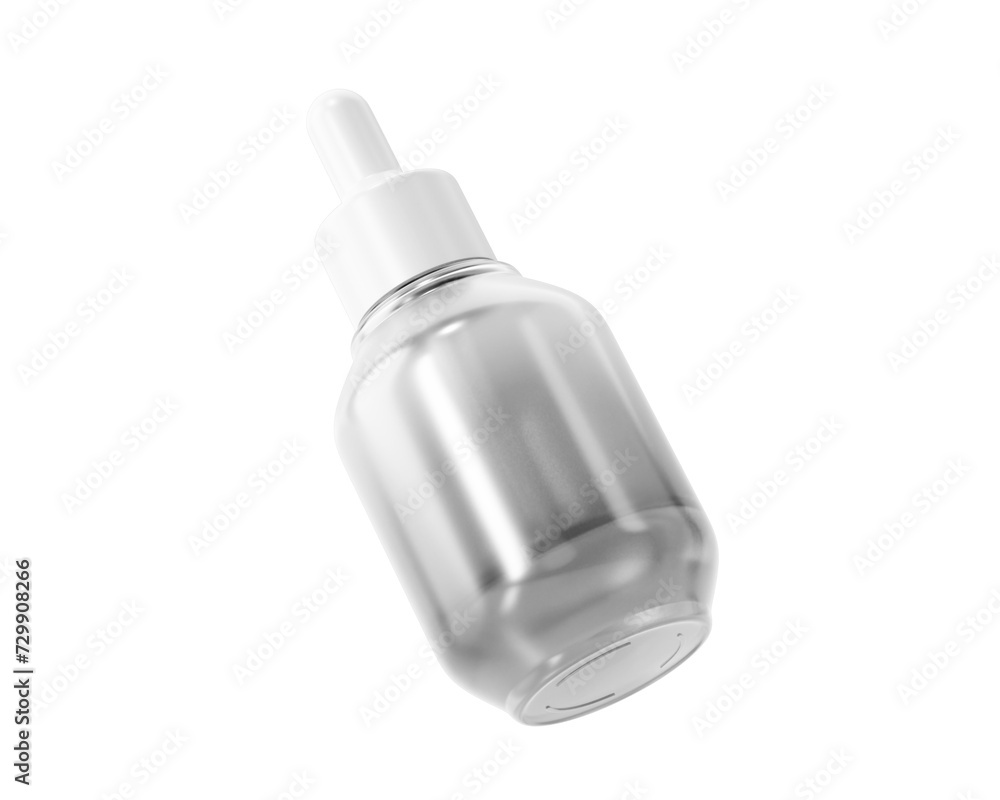 Blank Clear white cosmetic glass dropper bottle Packaging Isolated On Transparent Background, Prepared For Mockup, 3D Render. Blank Clear white cosmetic glass dropper bottle Packaging Isolated On Transparent Background, Prepared For Mockup, 3D Render.