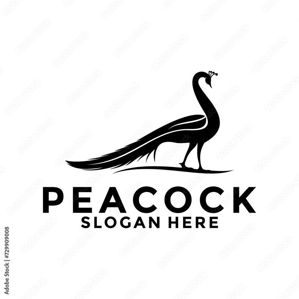 Fototapeta premium Luxurious Peacock bird logo icon, Peacock logo vector design template
