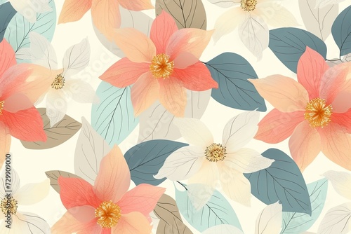 Seamless geometric patterns with pastell flowers motifs for batik clothes and backgrounds © Irina Schmidt