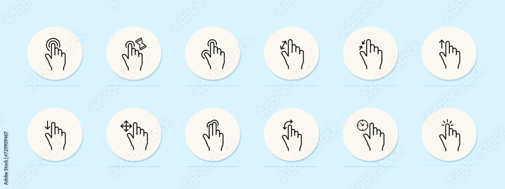 Touch control line icon. Touchscreen technology, tactile interaction, touch-sensitive interface. Pastel color background. Vector line icon for business and advertising Touch control line icon. Touchscreen technology, tactile interaction, touch-sensitive interface. Pastel color background. Vector line icon for business and advertising