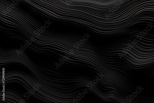 Abstract black background with wavy lines, 3d render illustration, Ai Generated