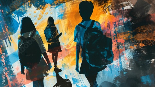 harcèlement scolaire, et exclusion, illustration artistique et conceptuelle, image ia générative  