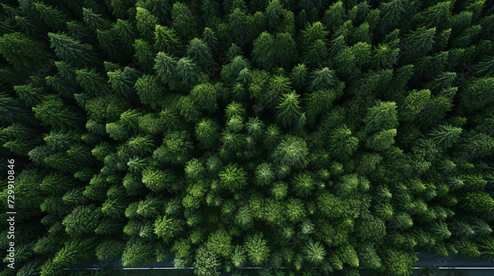 Aerial view of a forest with coniferous trees, Ai Generated - obrazy, fototapety, plakaty 
