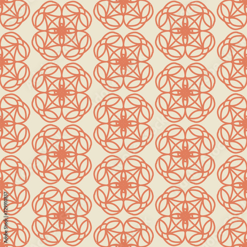 Seamless pattern, retro abstract style background with creative orange shapes. Vector template for design