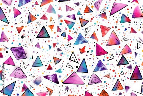 Doodle triangles on white background
