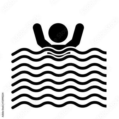 deep water vector illustration, drowning
