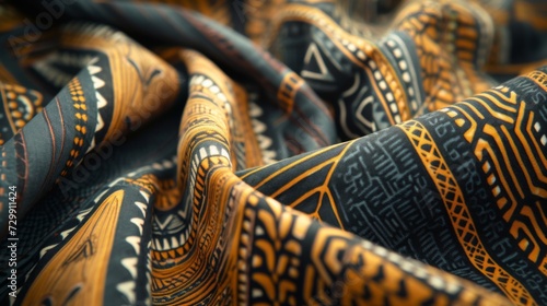Multicolored African pattern on fabric. Textile pan Africa pattern.