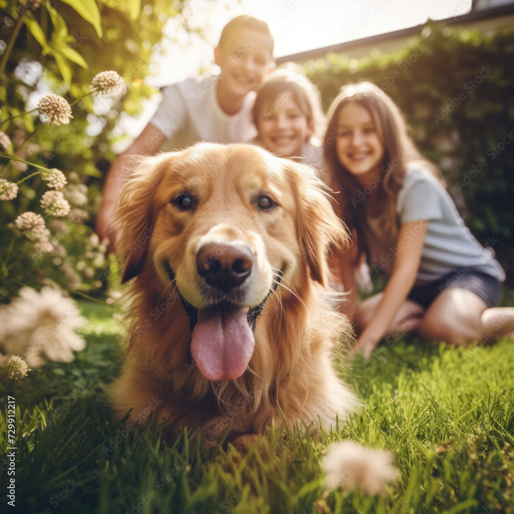 Radiant Family Moments: Joyful Play with Our Beloved Golden Retriever