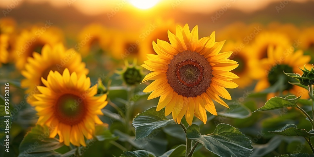 Sunflower Season A Golden Harvest of Sunflowers in the Field Generative AI