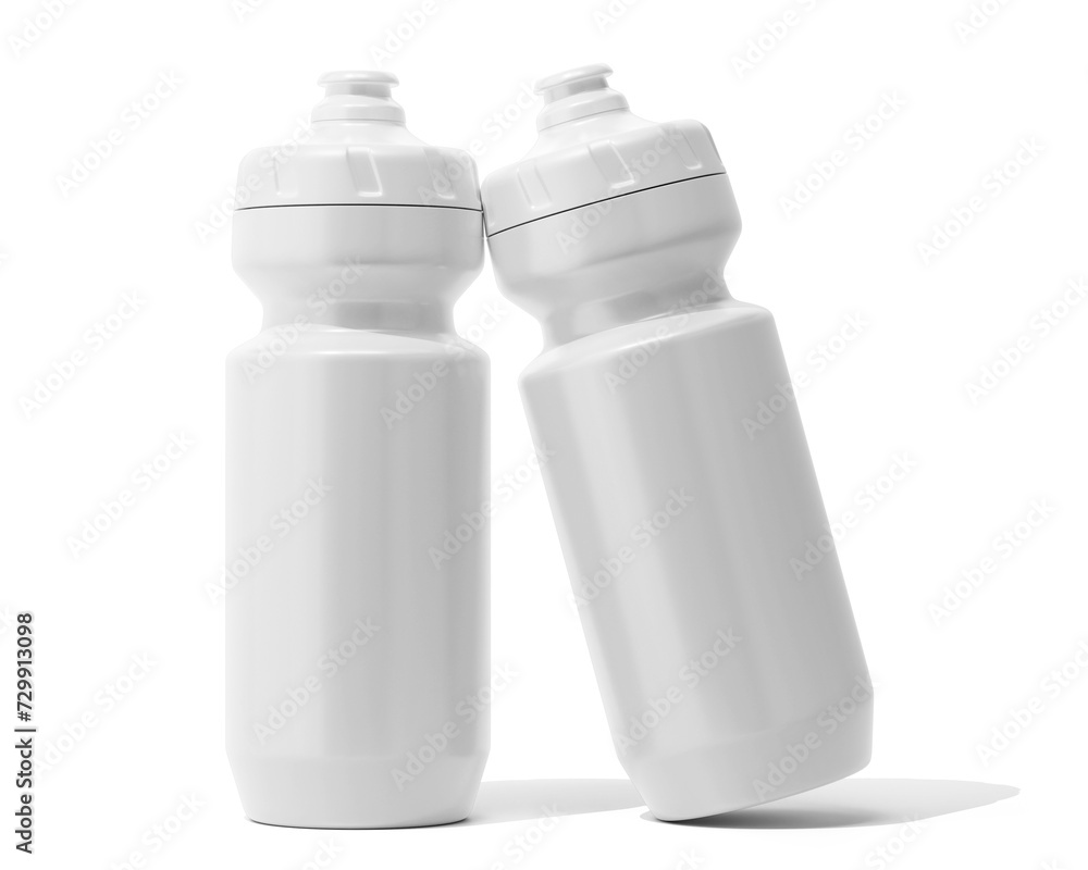 Blank clear white plastic Cycling Water Bottle Packaging Isolated On Transparent Background, Prepared For Mockup, 3D Render. Blank clear white plastic Cycling Water Bottle Packaging Isolated On Transparent Background, Prepared For Mockup, 3D Render.