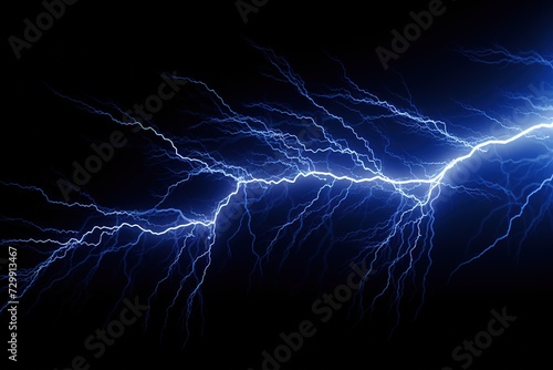 Blue lightning on black background, abstract lightning background, Ai Generated