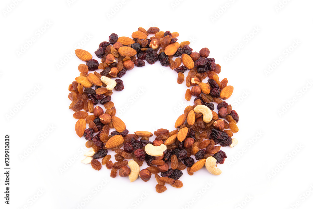 round nuts on white background top shot. raw nuts round nuts on white background top shot. raw nuts