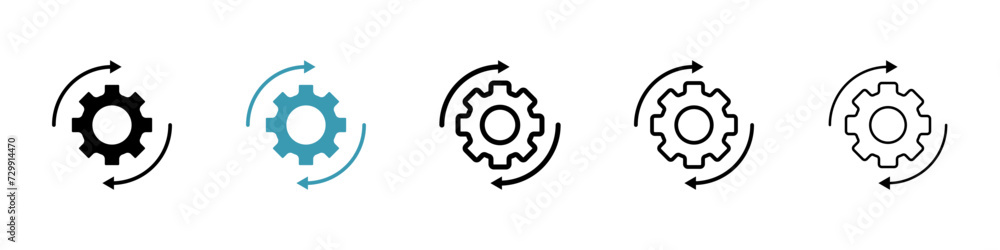 Operational Flow Vector Icon Set. Process Gear vector symbol for UI design. - obrazy, fototapety, plakaty 