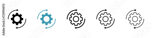 Operational Flow Vector Icon Set. Process Gear vector symbol for UI design. photo