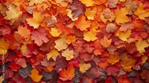 Autumnal Abstraction: A mosaic of red, orange, and gold leaves create an abst...