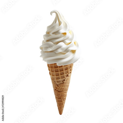 vanilla ice cream cone isolated on transparent background