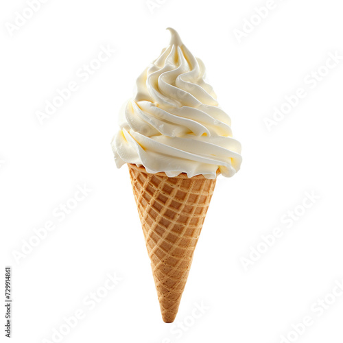vanilla ice cream cone isolated on transparent background