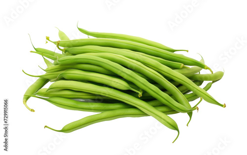 Bunch of Fresh Green Beans Exhibiting a Delicate and Elegant Appeal on a White or Clear Surface PNG Transparent Background.
