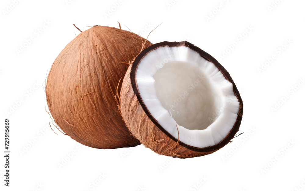 The Coconut, Sheltering a Lush Kernel, a Culinary Gem of Tropical Regions on a White or Clear Surface PNG Transparent Background. The Coconut, Sheltering a Lush Kernel, a Culinary Gem of Tropical Regions on a White or Clear Surface PNG Transparent Background.