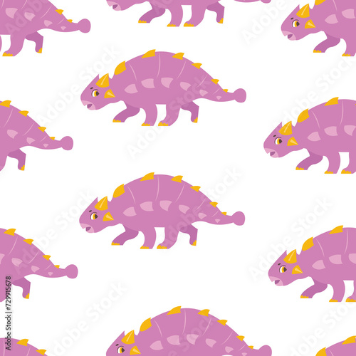 Pattern with dinosaur for textile wallpaper, bed linen, fabric, clothing