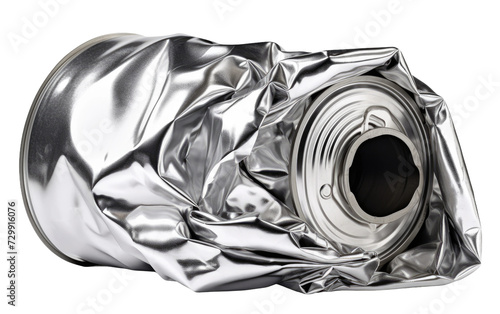 The Story of an Aluminum Can, Worn and Crumpled, Revealing Its Journey on a White or Clear Surface PNG Transparent Background.