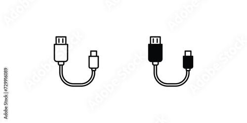 usb cable icon with white background vector stock illustration