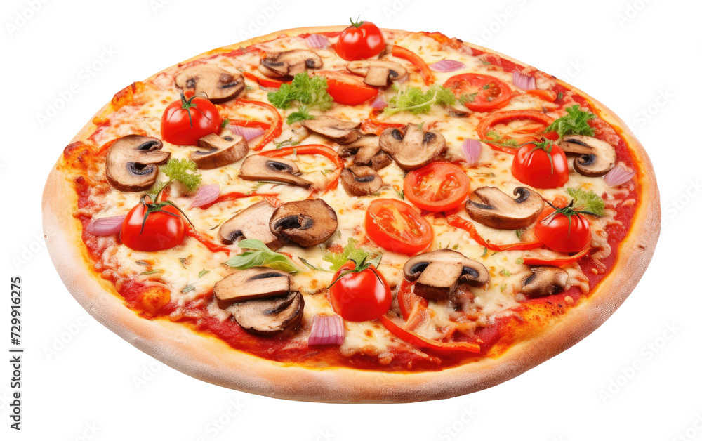 Vegetarian Pizza Drizzled with Pesto, Unleashing a Flavor Fiesta on Your Palate on a White or Clear Surface PNG Transparent Background.