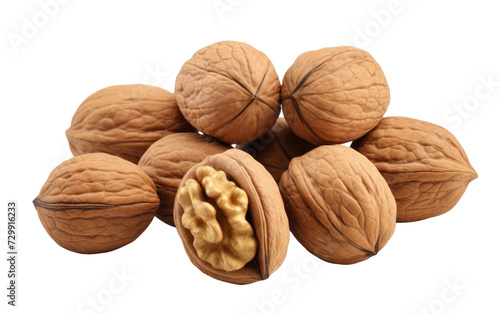 Walnuts, Presenting a Wholesome Bounty of Nutritional Goodness and Crunch on a White or Clear Surface PNG Transparent Background.