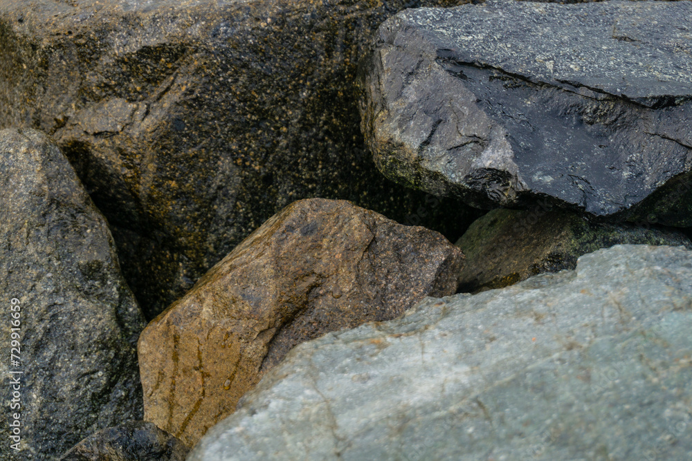 photo of granite rocks on the beach, nature, rocks background, rocks on the beach afternoon