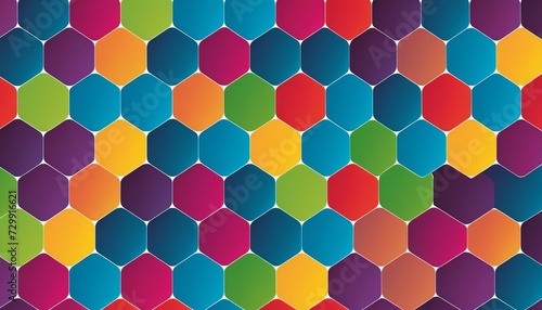 Artistic Illustration of Simple Colorful Hexagon Pattern