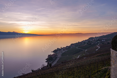 Couché de soleil Le lavaux, Vully.