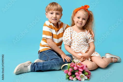 Cute little children with b...
