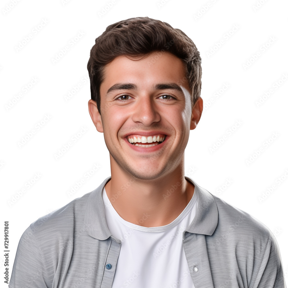 Image of a cheerful, good-looking young man from America, grinning with delight, set against a transparent white background. Image of a cheerful, good-looking young man from America, grinning with delight, set against a transparent white background.