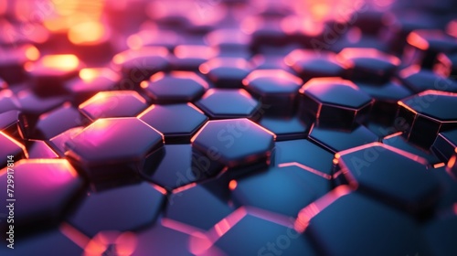Holographic hexagons forming a mesmerizing 3D grid