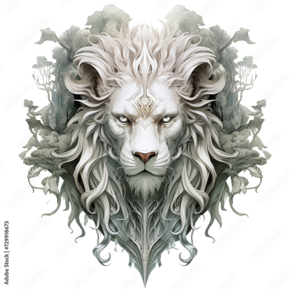 lion head digital sticker isolated on transparent background