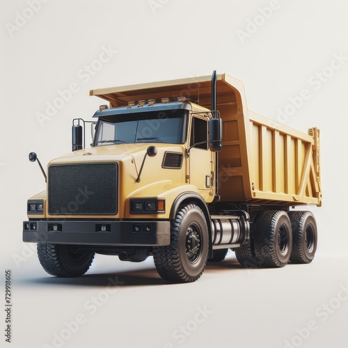 yellow truck on the road on white background