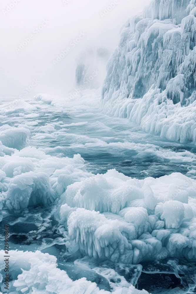 Eternal Ice Landscape: Shades of icy blues and whites capture the breathtaking expanse of a frozen Arctic landscape. Eternal Ice Landscape: Shades of icy blues and whites capture the breathtaking expanse of a frozen Arctic landscape.