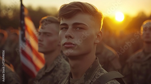 Sunset Soldiers A Soldier's Serene Smile Generative AI