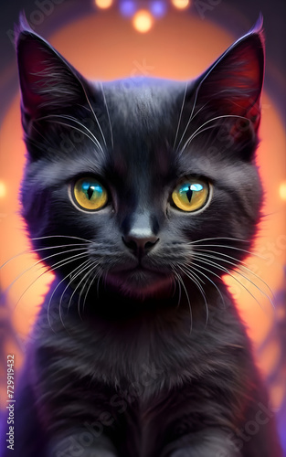 Black Cat with Cute eye .Generative Ai