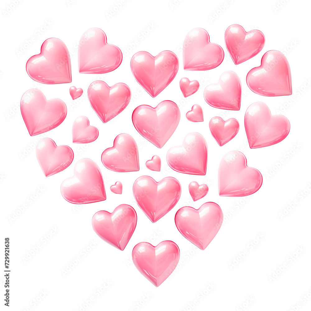 Pink heart for Valentine's day. Isolated on white background. For greeting card, banner, logo, sale