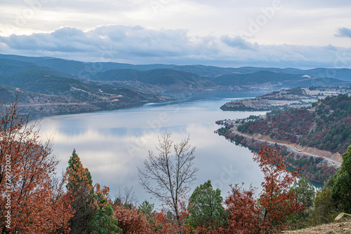 The scenic view of Kayaboğazı dam at winter time with pastel colors in Tavşanlı, Turkey
 photo