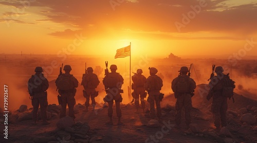Sunset Salute A Flag-Waving Celebration of the Monthly Military Holiday Generative AI photo