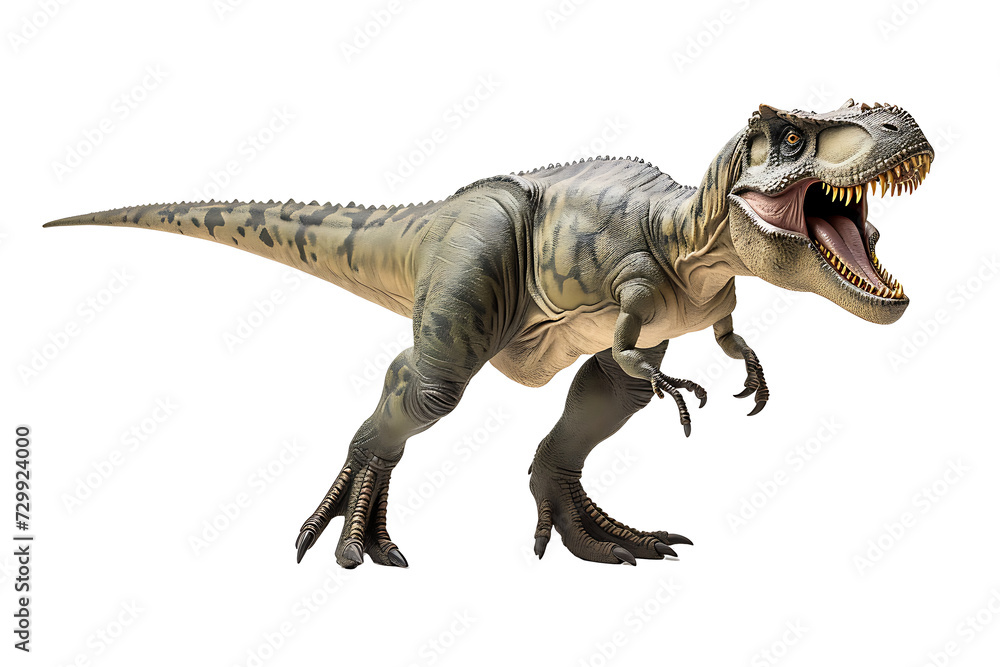 Obraz premium Tyrannosaurus Rex, a 3D-rendered dinosaur, stands tall in this prehistoric illustration